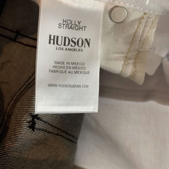 Hudson Holly Straight Jeans‎ Womens 32 White Black Denim Grommet Frayed Hem 9766 - Picture 10 of 15